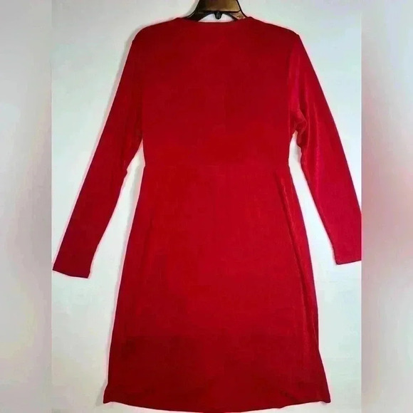 Jodifl faux wrap size Medium dress red shimmer holiday party long sleeve v neck - Picture 7 of 7